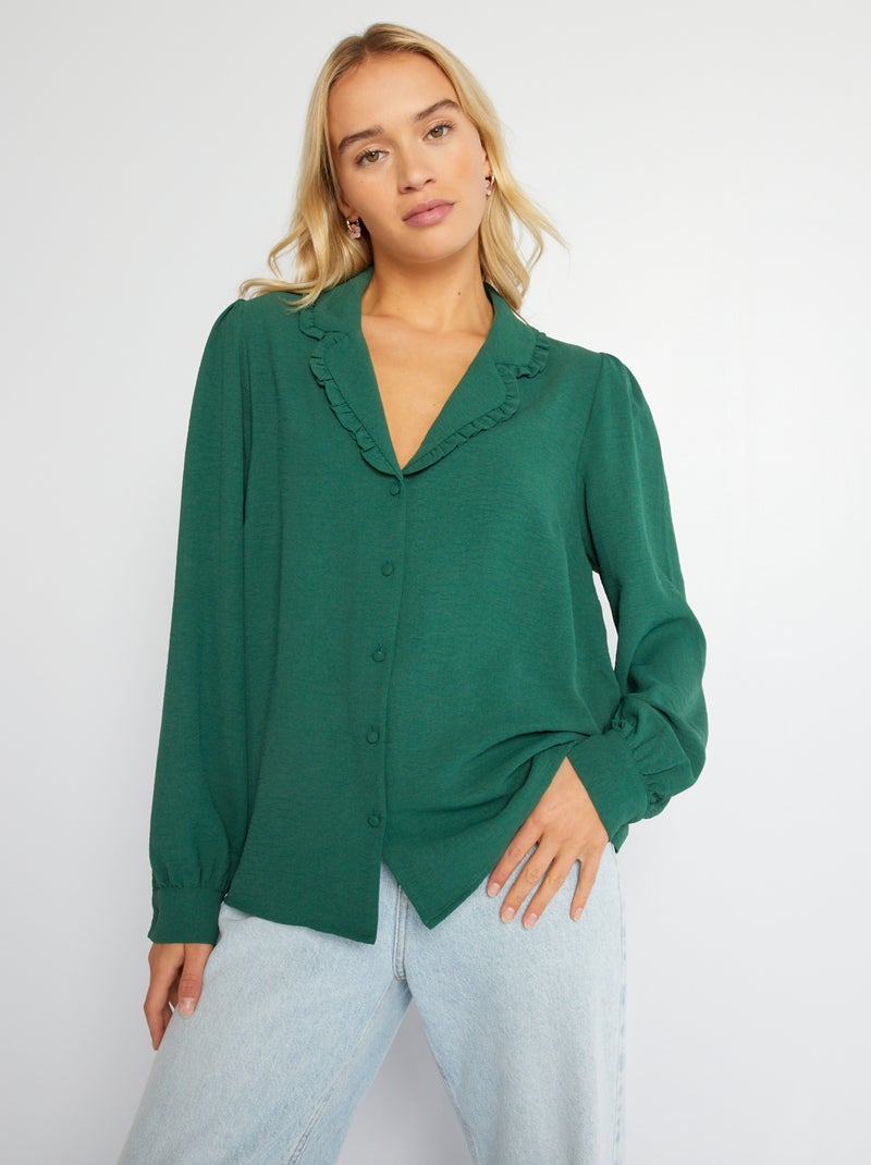 Chemisier fluido a maniche lunghe Verde - Kiabi