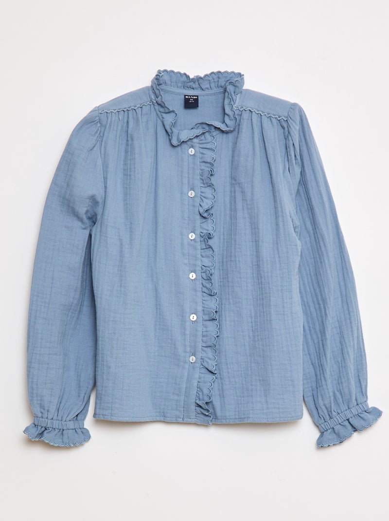 Chemisier in garza di cotone Blu - Kiabi