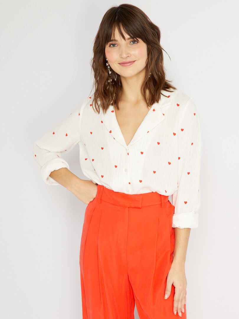 Chemisier in maglia goffrata con motivo BIANCO - Kiabi