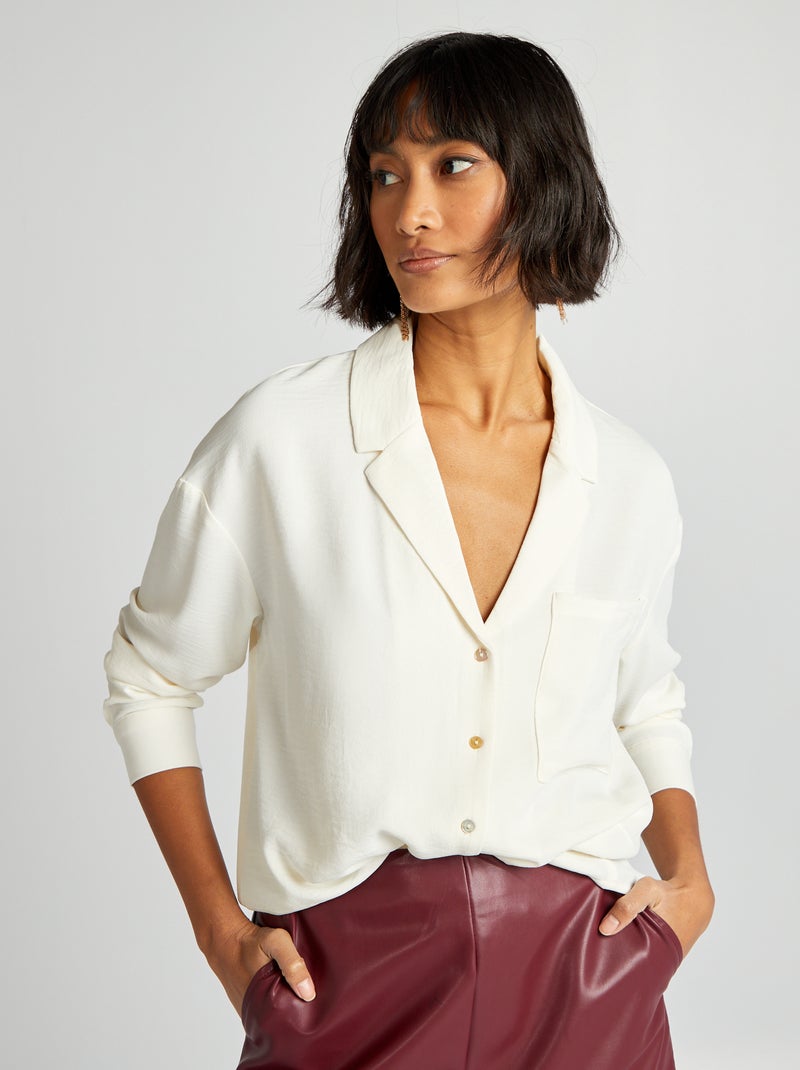 Chemisier maniche lunghe con collo stile pigiama BIANCO - Kiabi