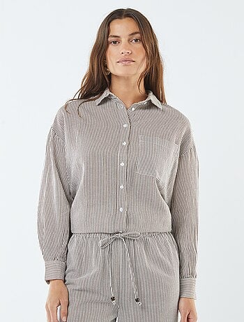 Chemisier oversize in lino a righe