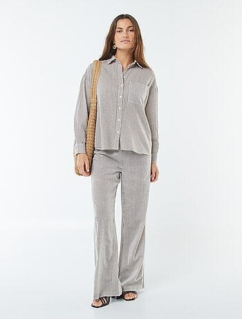 Chemisier oversize in lino a righe