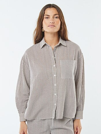 Chemisier oversize in lino a righe