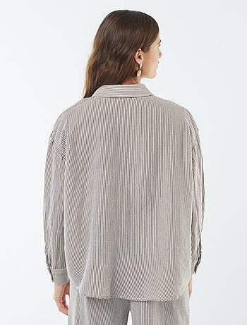 Chemisier oversize in lino a righe