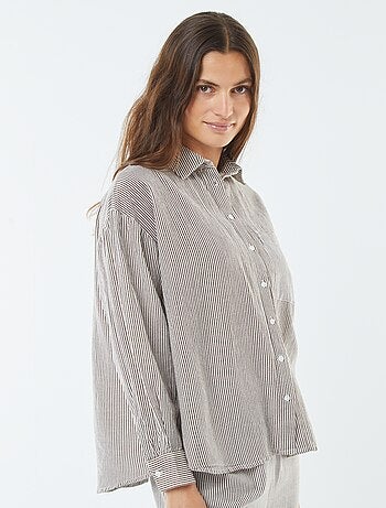 Chemisier oversize in lino a righe