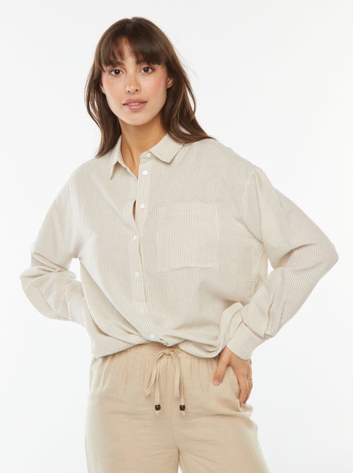 Chemisier oversize in lino a righe - Kiabi