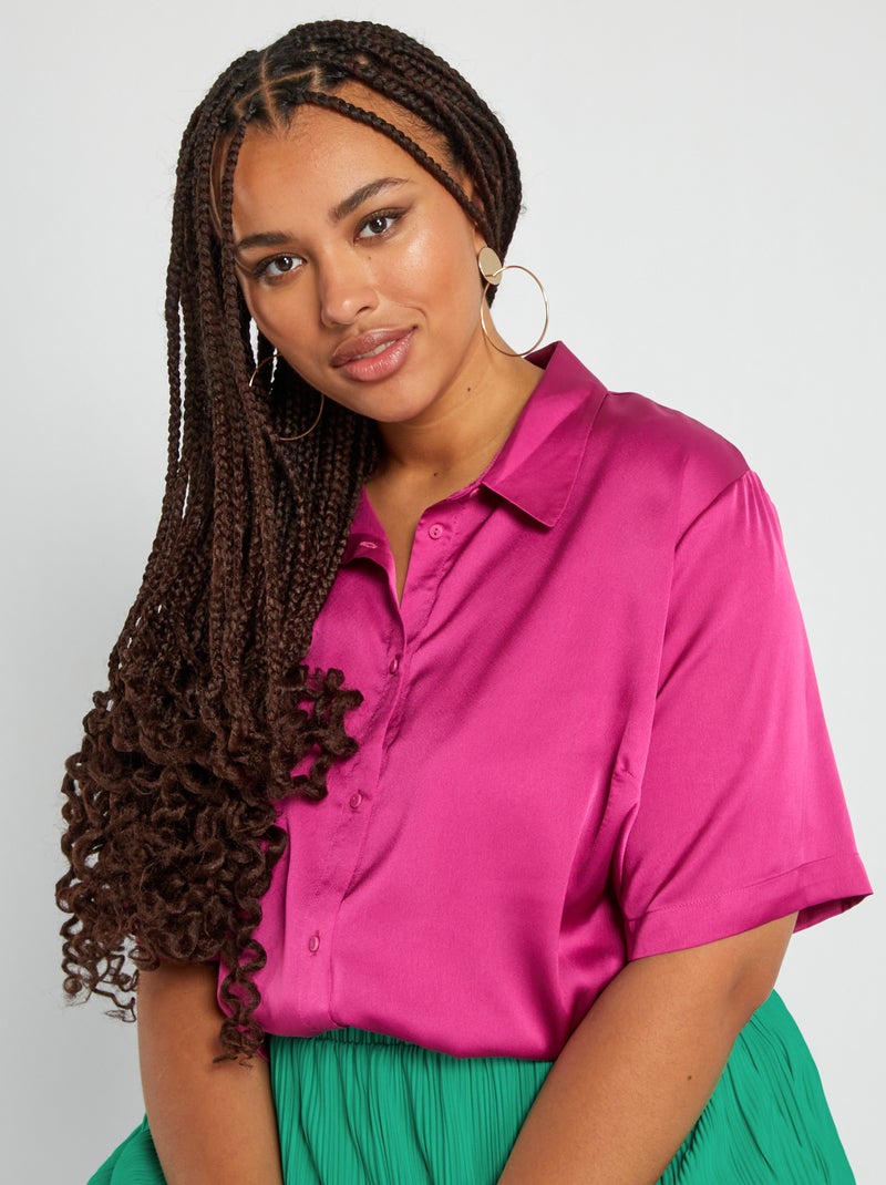 Chemisier satinato con collo italiano Rosa - Kiabi