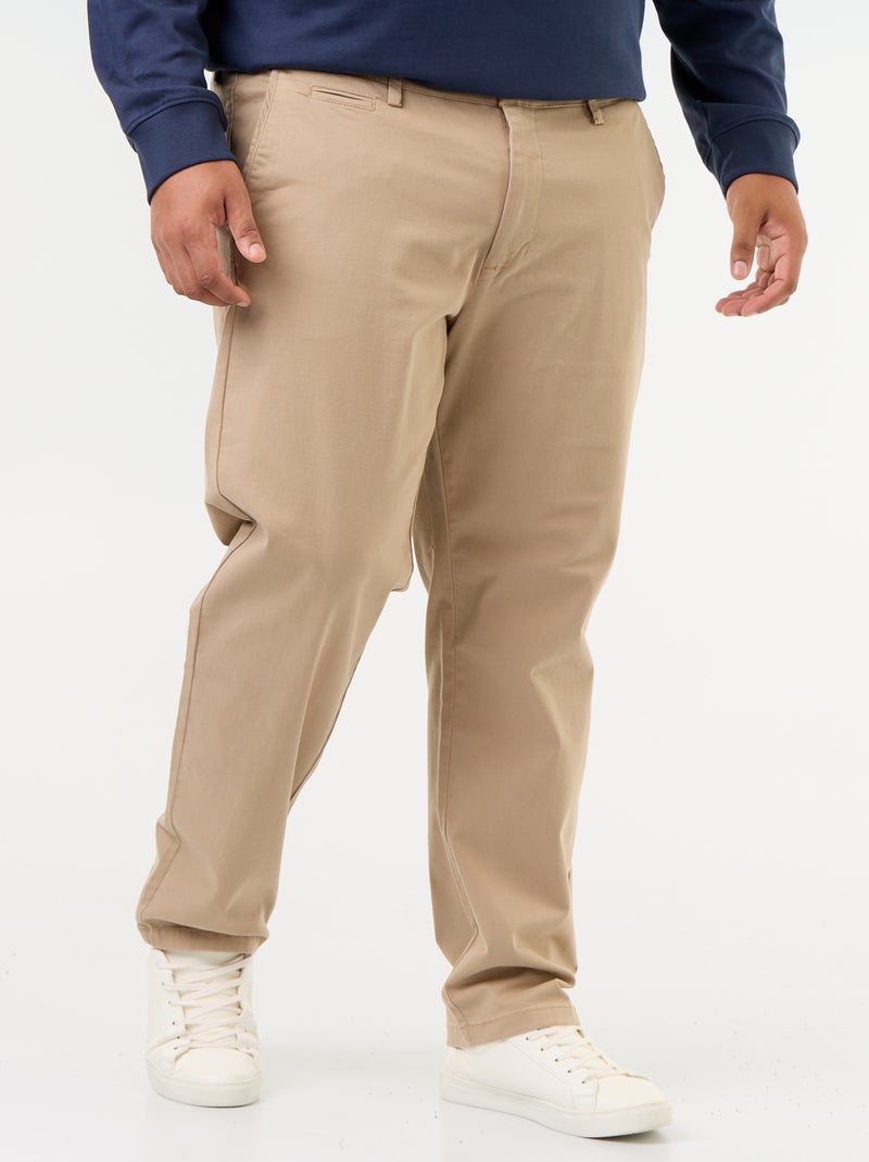 Chino a tinta unita a vita regolare Beige - Kiabi