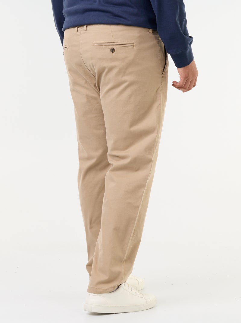 Chino a tinta unita a vita regolare Beige - Kiabi