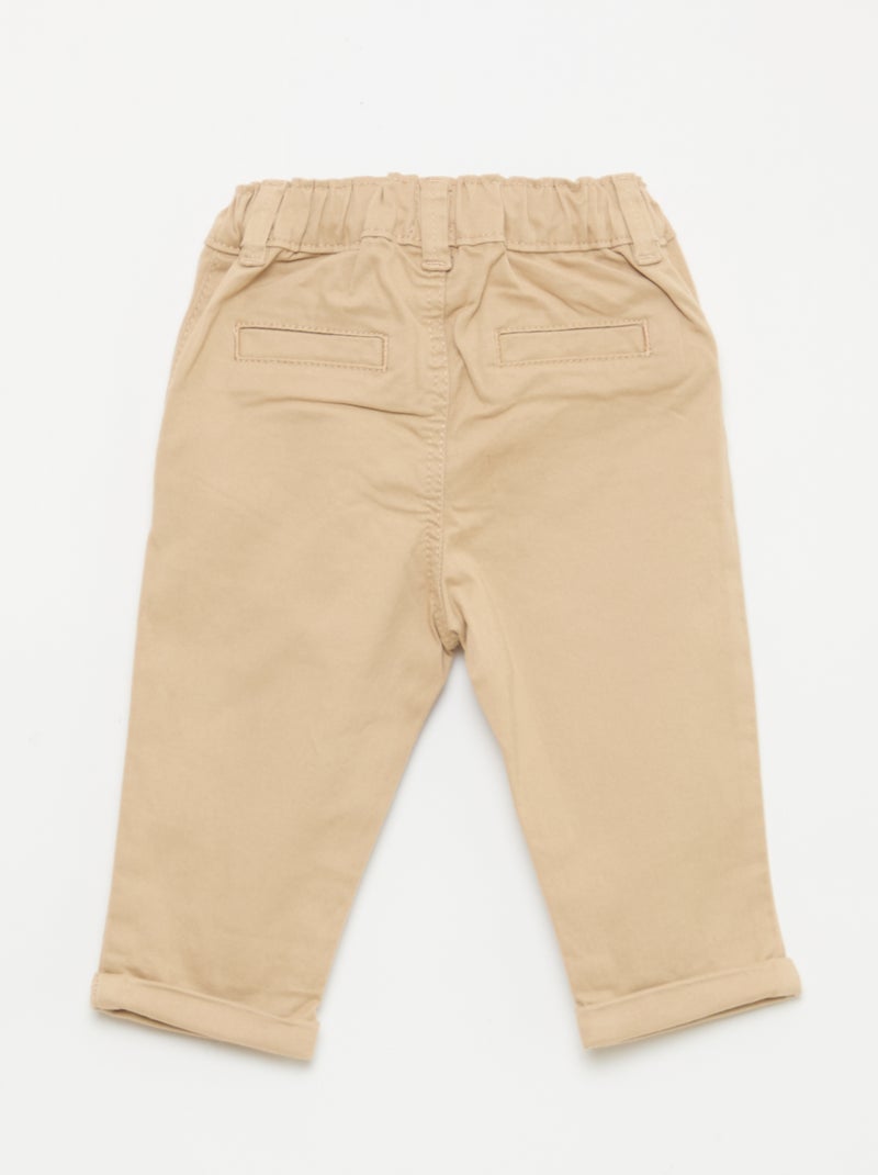 Chino dritto in cotone stretch Beige - Kiabi