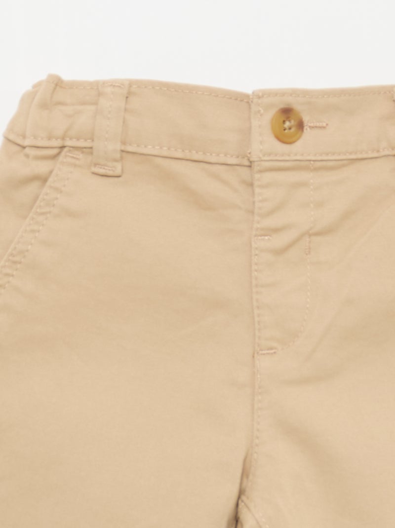 Chino dritto in cotone stretch Beige - Kiabi