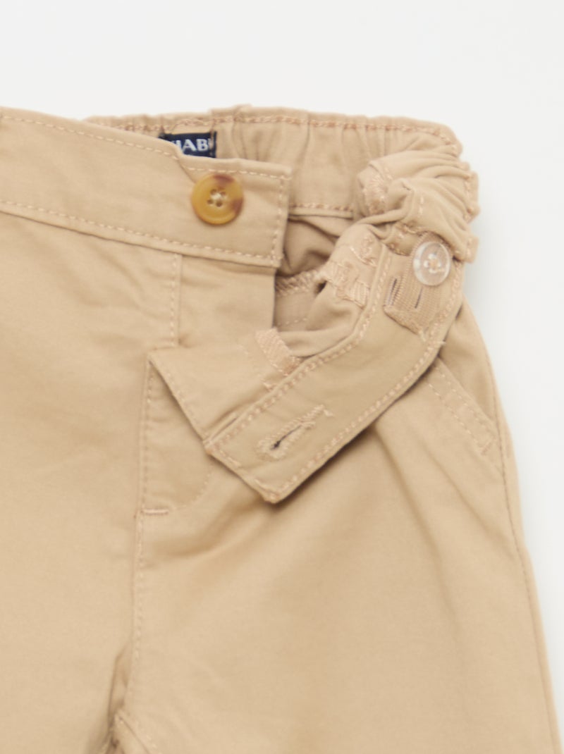 Chino dritto in cotone stretch Beige - Kiabi