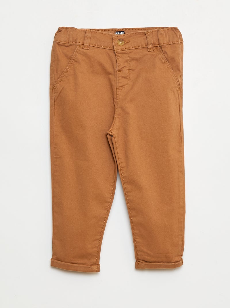 Chino dritto in cotone stretch Beige - Kiabi