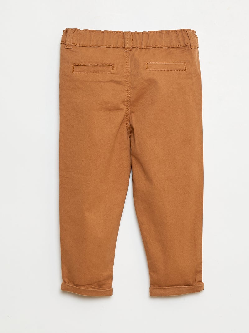 Chino dritto in cotone stretch Beige - Kiabi