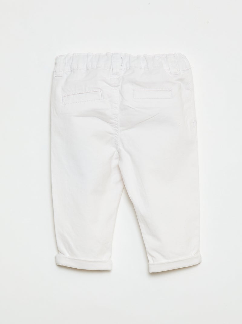 Chino dritto in cotone stretch Bianco - Kiabi