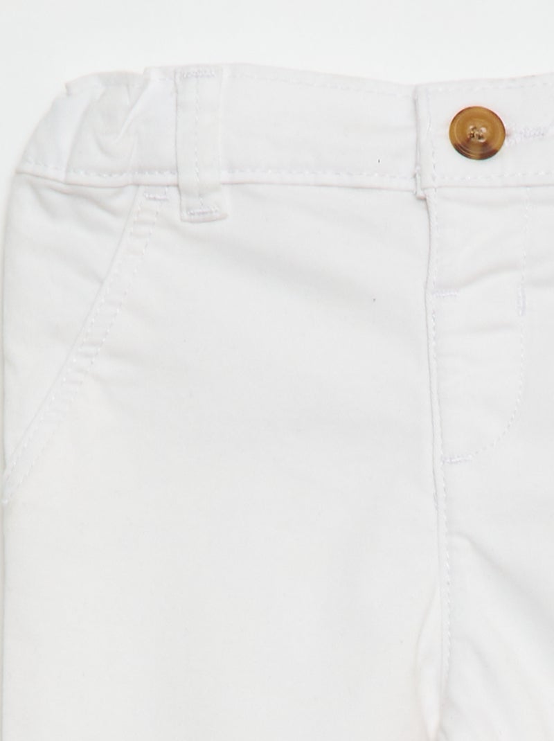 Chino dritto in cotone stretch Bianco - Kiabi