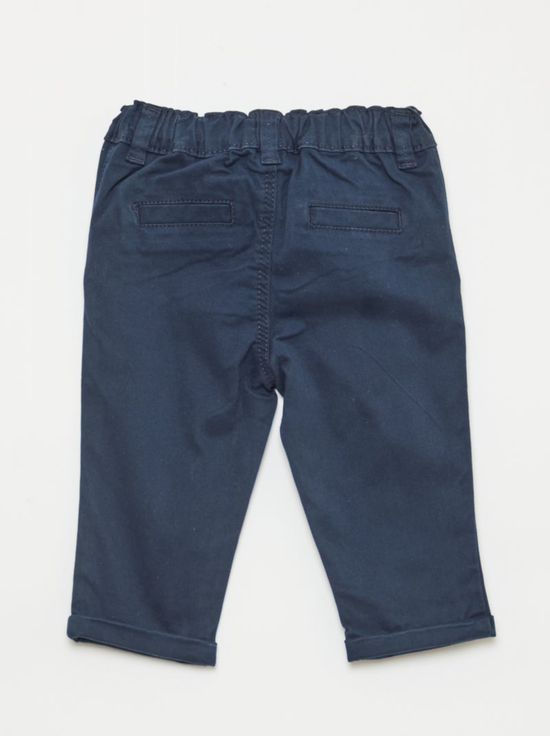 Chino dritto in cotone stretch Blu - Kiabi