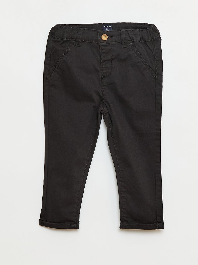 Chino dritto in cotone stretch Nero - Kiabi