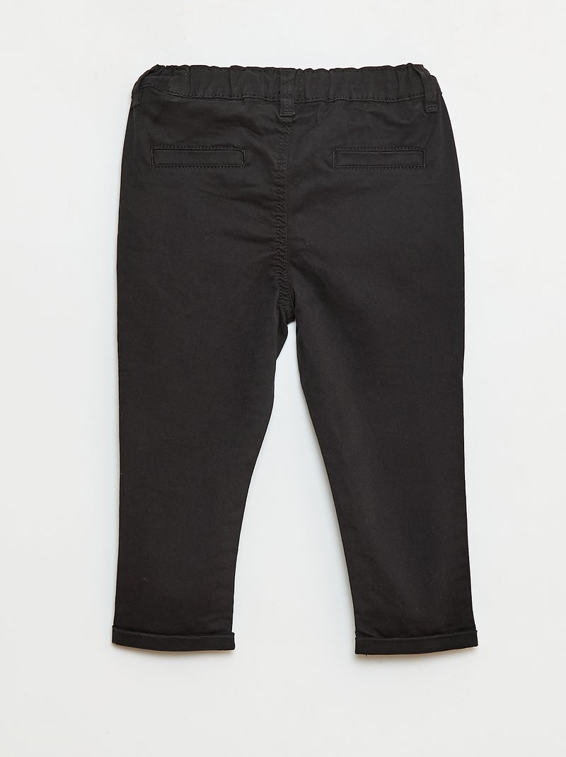 Chino dritto in cotone stretch Nero - Kiabi