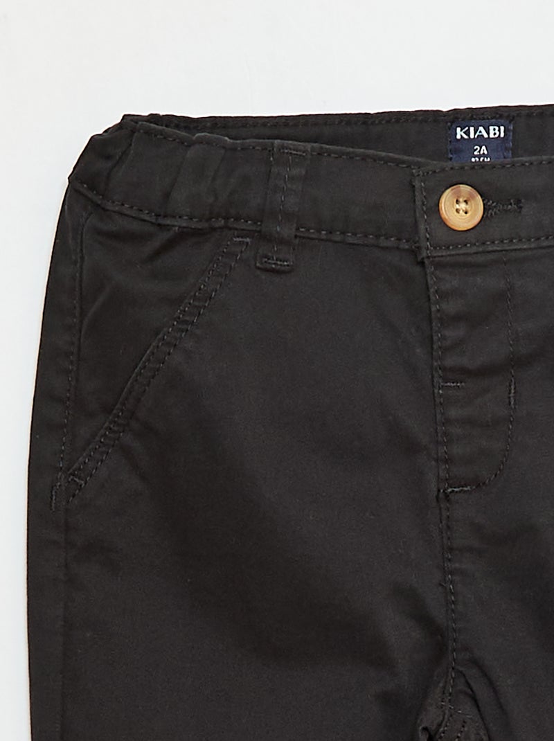 Chino dritto in cotone stretch Nero - Kiabi