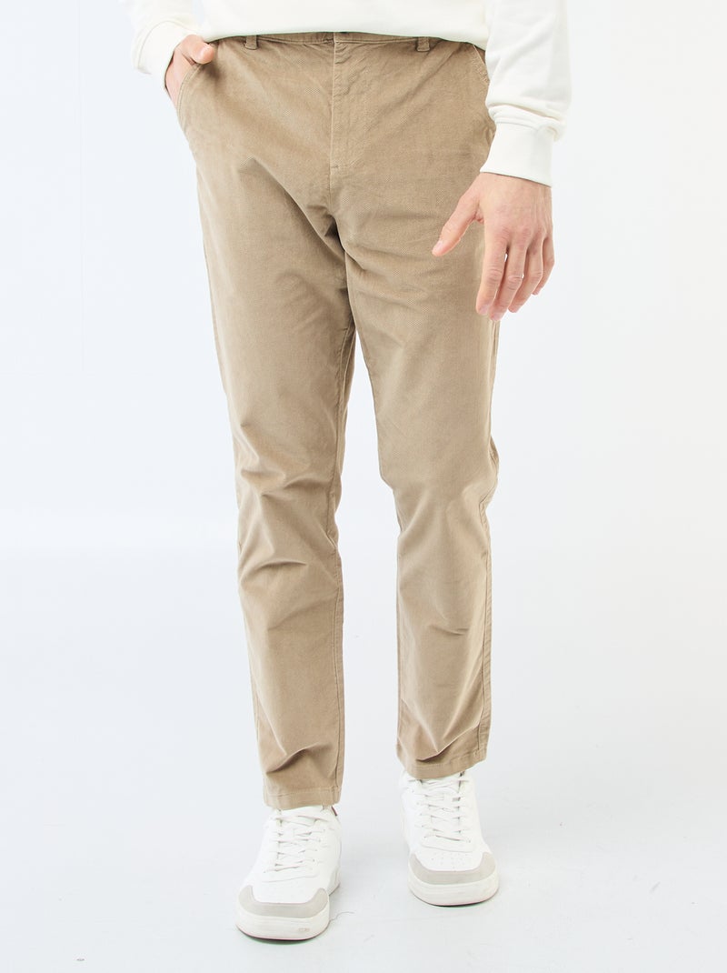 Chino in velluto a vita standard Beige - Kiabi