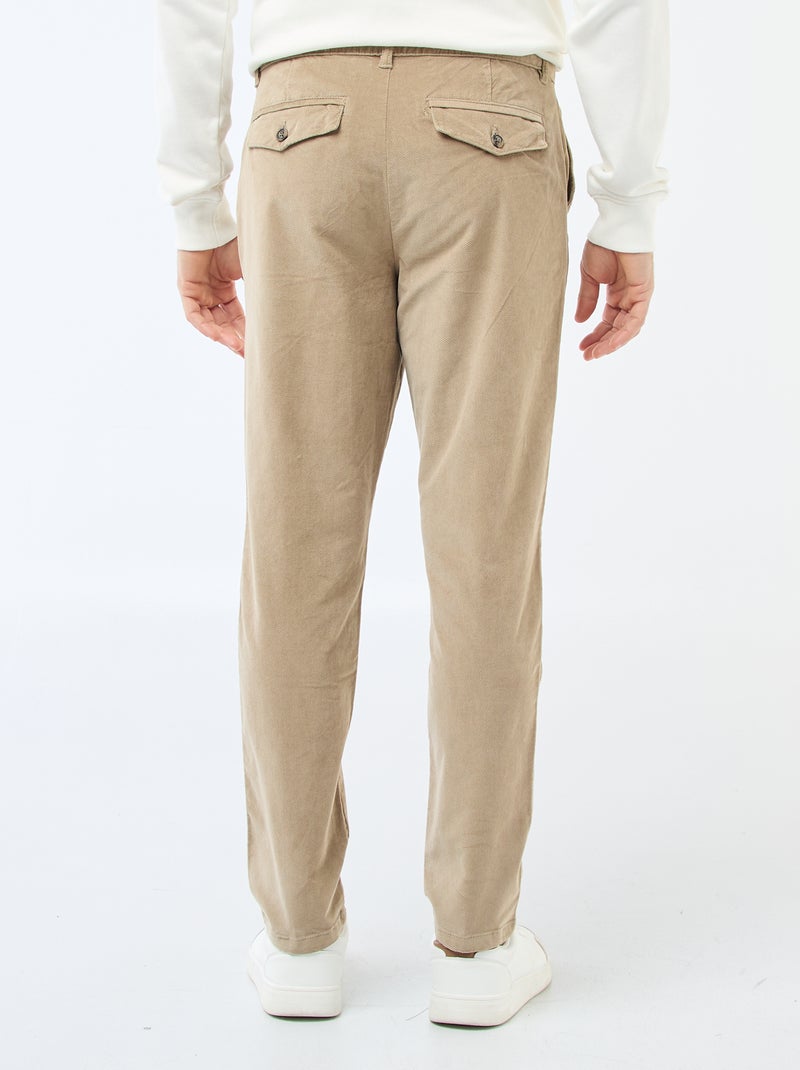 Chino in velluto a vita standard Beige - Kiabi