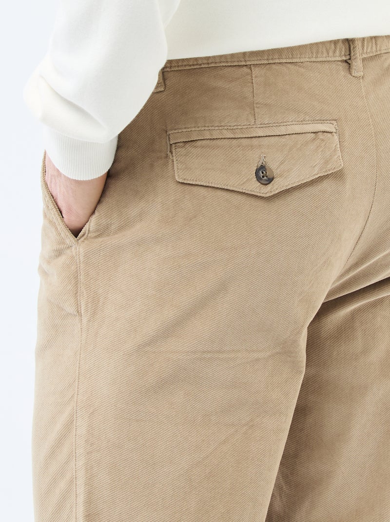 Chino in velluto a vita standard Beige - Kiabi
