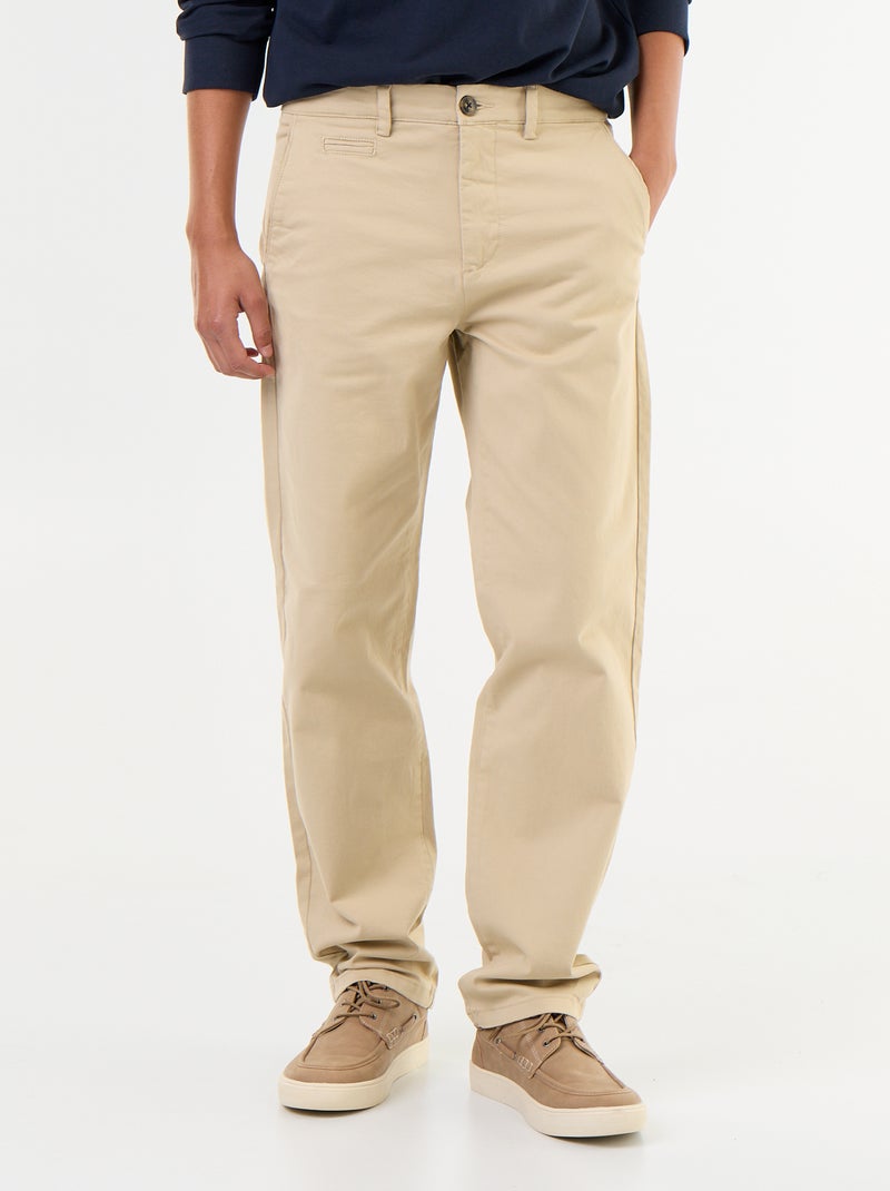 Chino tinta unita a vita regolare Beige - Kiabi