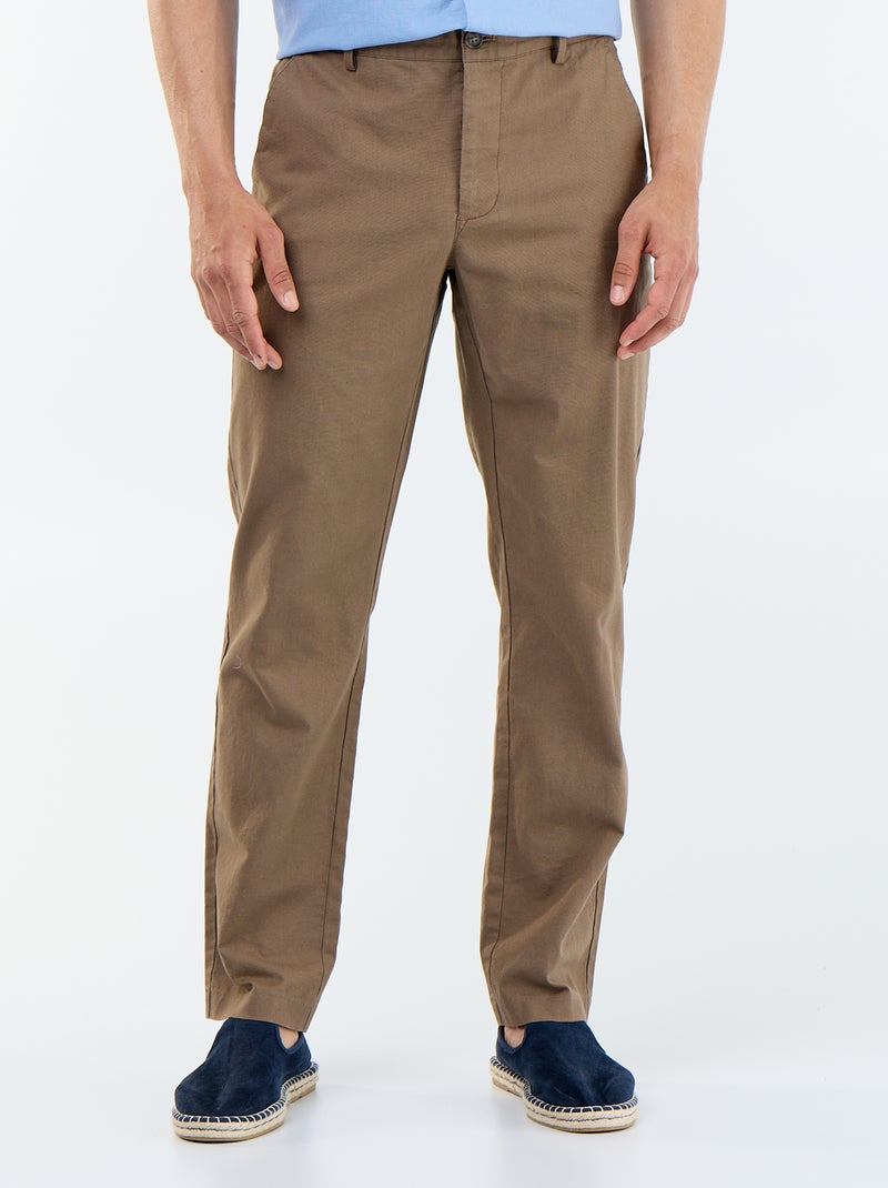 Chino tinta unita vita standard Marrone - Kiabi