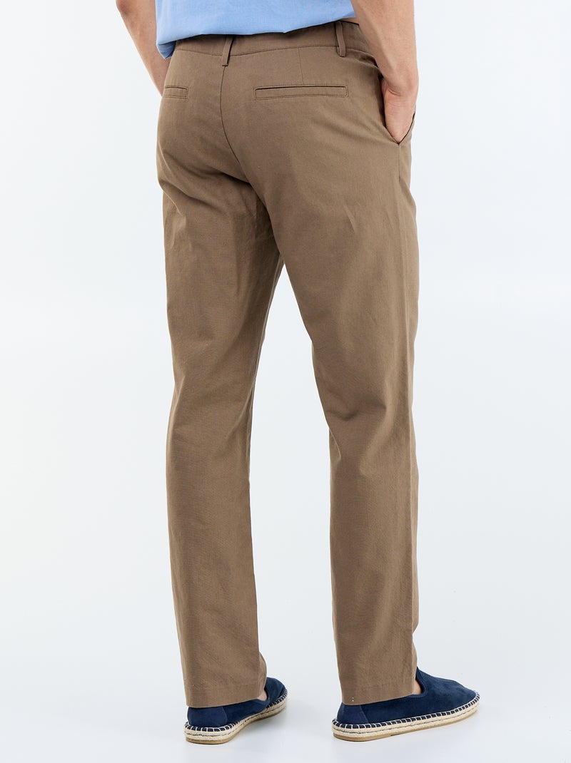 Chino tinta unita vita standard Marrone - Kiabi