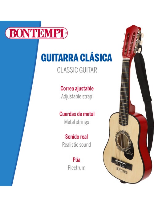 Chitarra classica giocattolo in legno 75 cm con tracolla bontempi - Kiabi