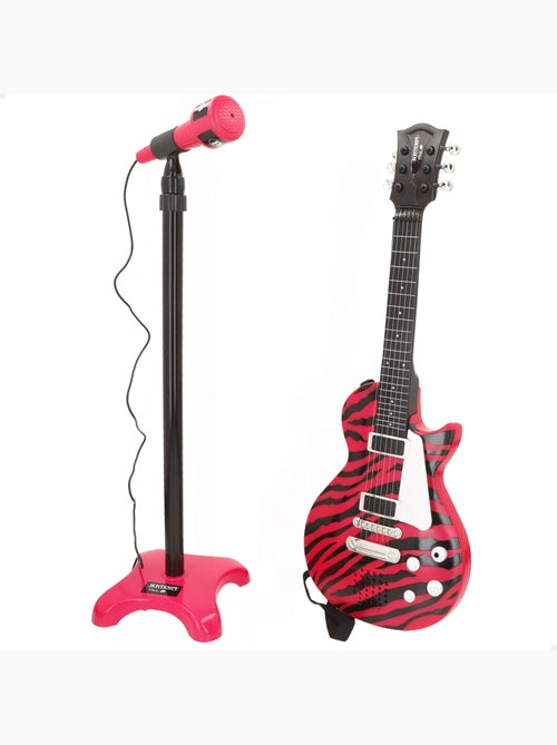 Chitarra rock elettrica da 56 cm con supporto e microfono bontempi - Kiabi