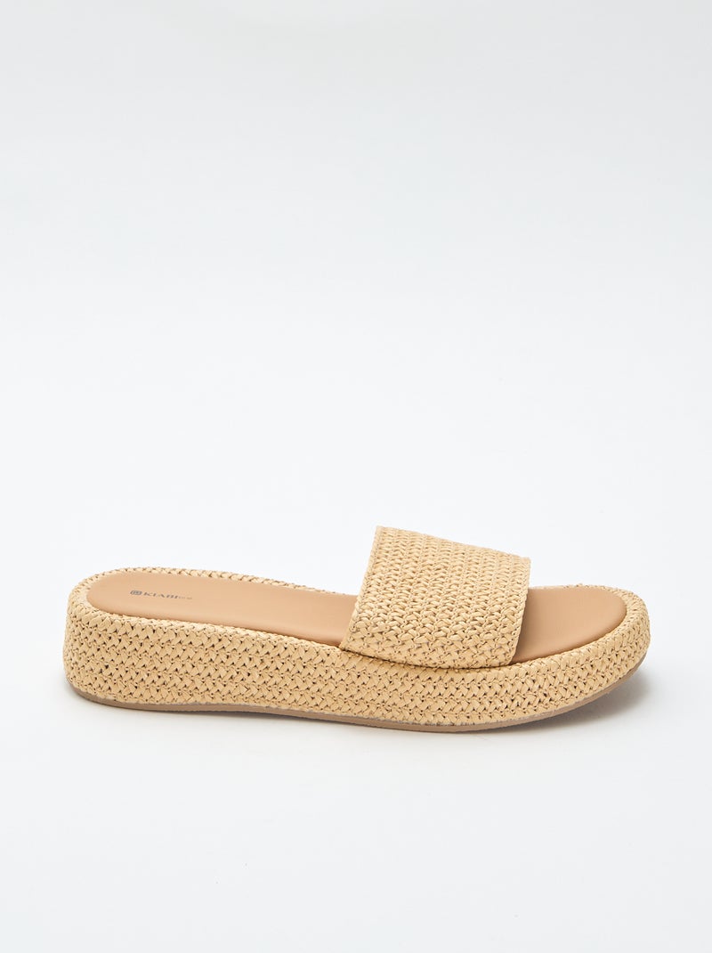 Ciabatta con zeppa effetto paglia Beige - Kiabi