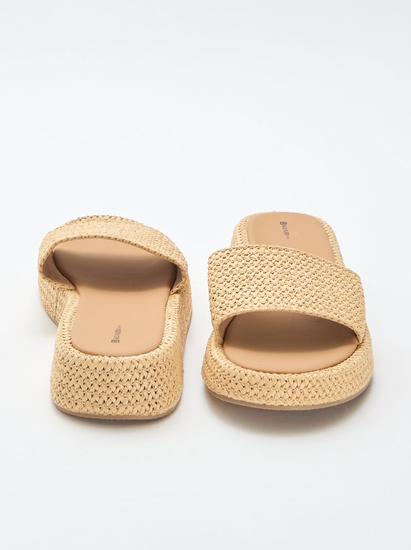 Ciabatta con zeppa effetto paglia Beige - Kiabi