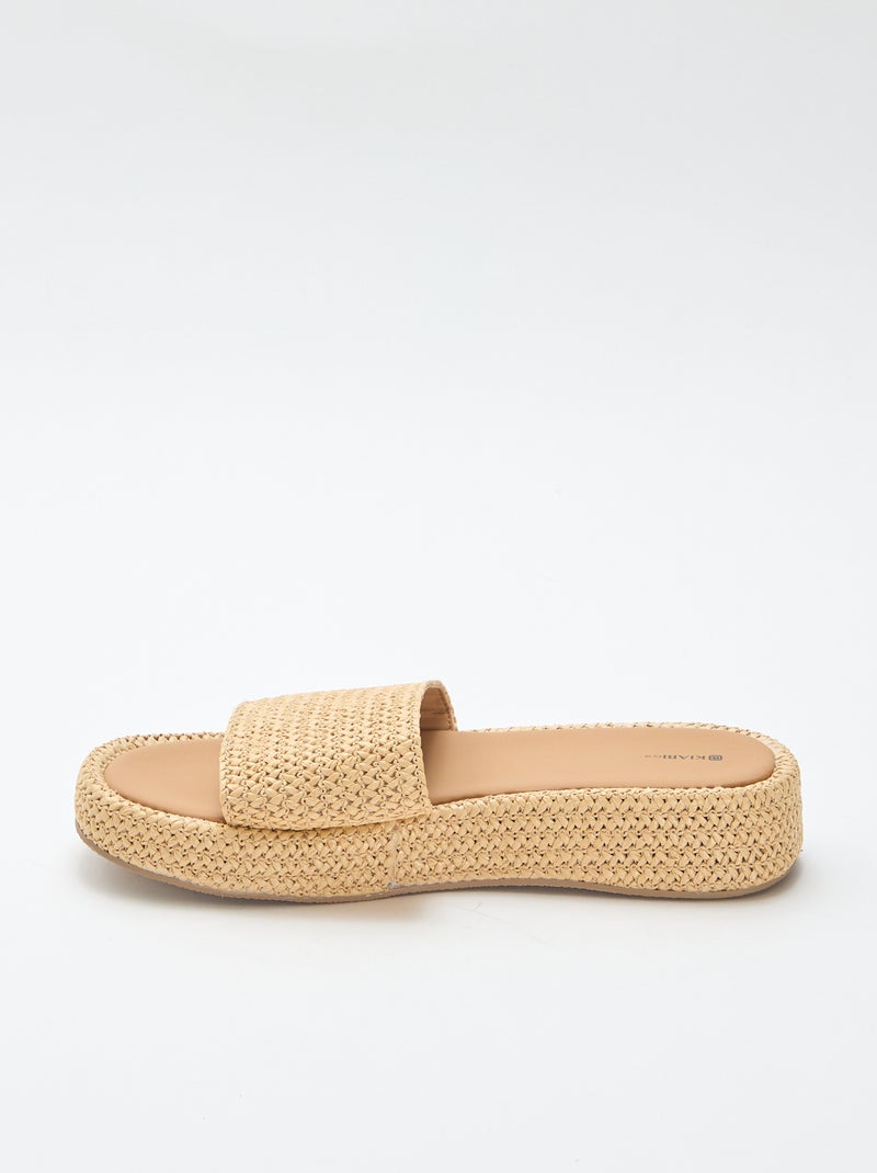 Ciabatta con zeppa effetto paglia Beige - Kiabi