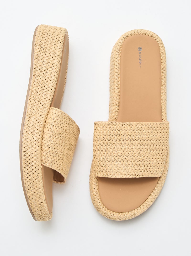 Ciabatta con zeppa effetto paglia Beige - Kiabi