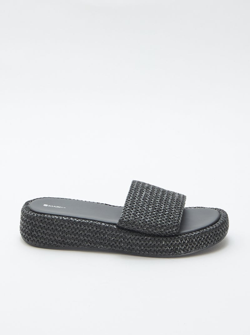 Ciabatta con zeppa effetto paglia Nero - Kiabi