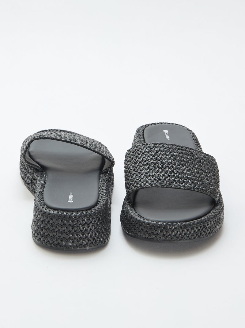 Ciabatta con zeppa effetto paglia Nero - Kiabi