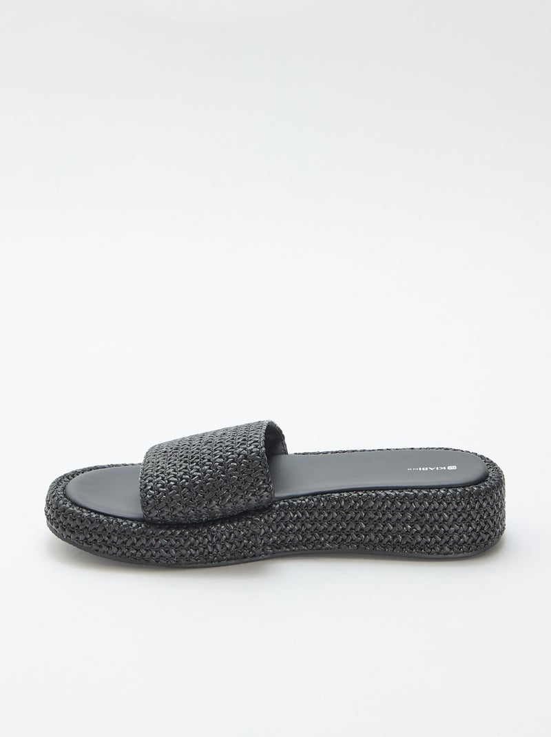 Ciabatta con zeppa effetto paglia Nero - Kiabi