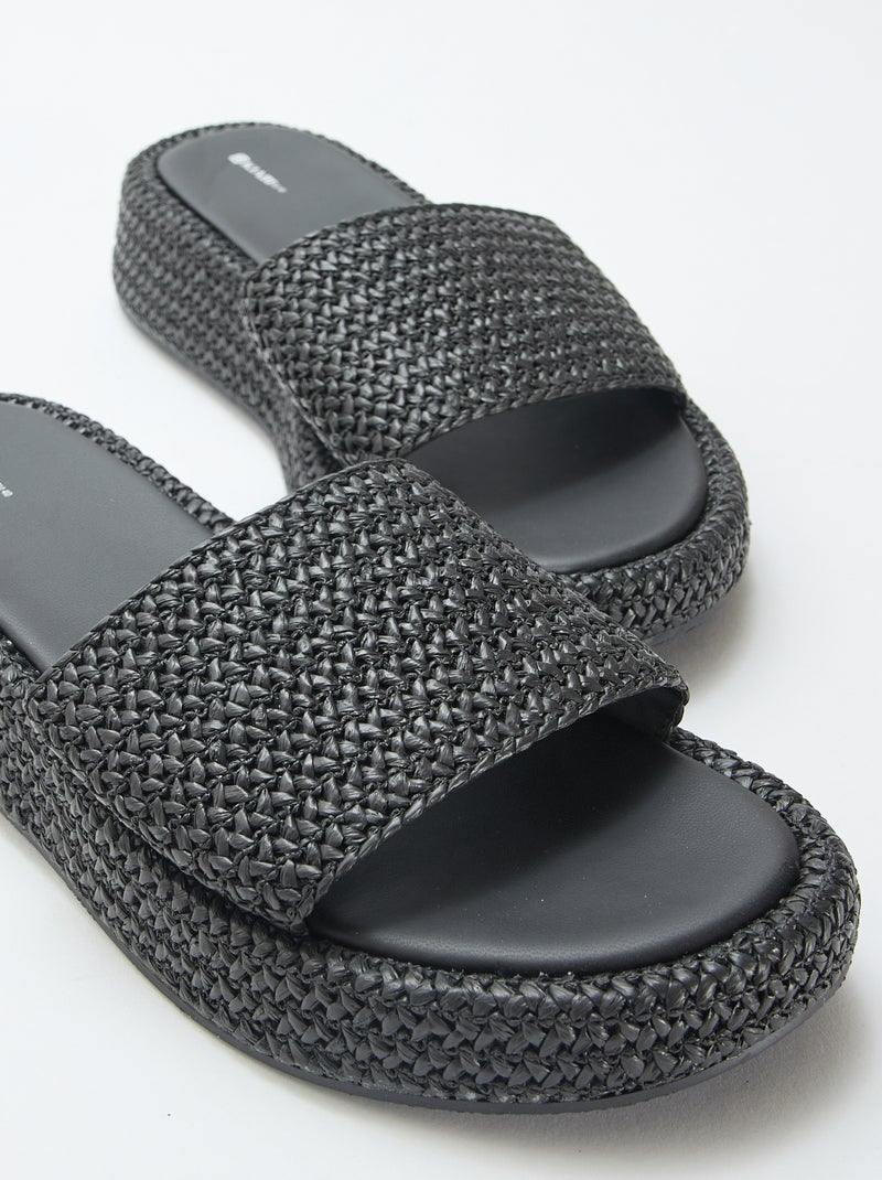 Ciabatta con zeppa effetto paglia Nero - Kiabi