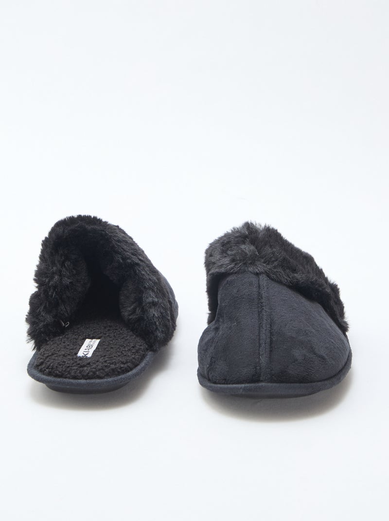 Ciabatte a sabot in finta pelliccia Nero - Kiabi