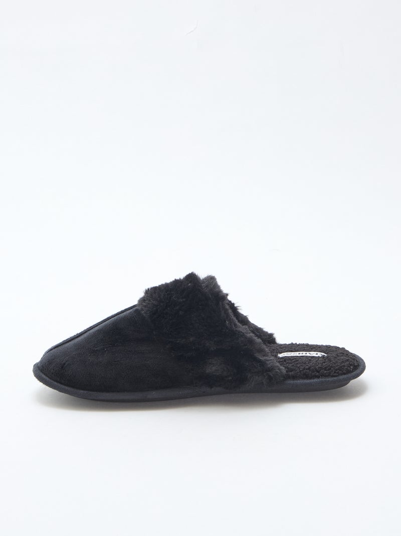 Ciabatte a sabot in finta pelliccia Nero - Kiabi