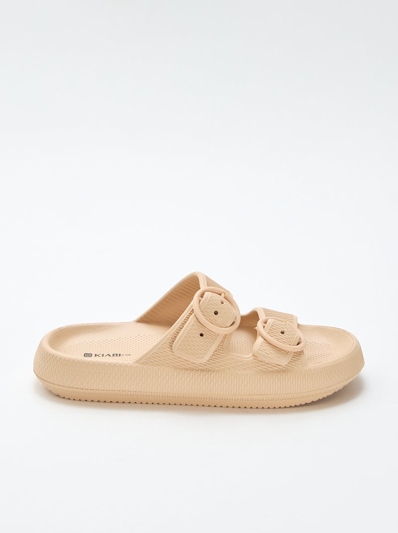 Ciabatte a tinta unita con doppia fibbia Beige - Kiabi