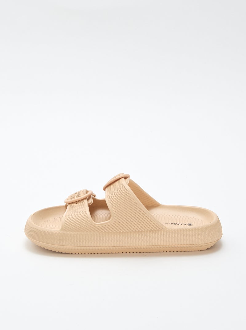 Ciabatte a tinta unita con doppia fibbia Beige - Kiabi