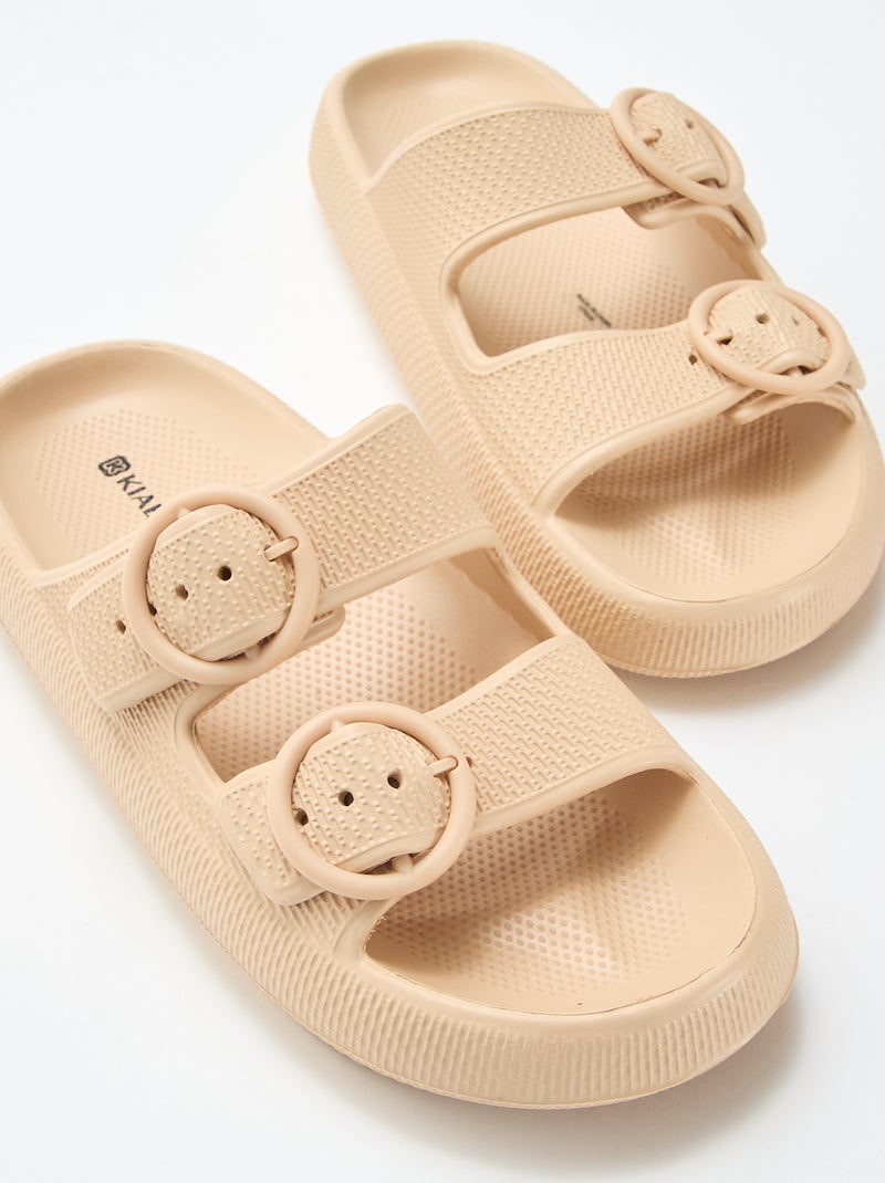 Ciabatte a tinta unita con doppia fibbia Beige - Kiabi