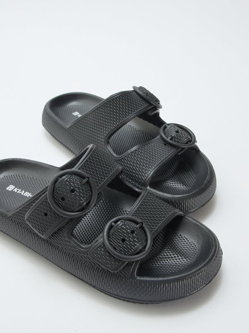 Ciabatte a tinta unita con doppia fibbia Nero - Kiabi