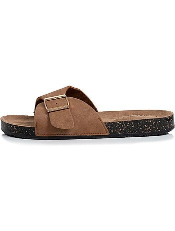 Ciabatte con cinturino singolo in cammello, sottopiede in patch ultra confortevole Isotoner