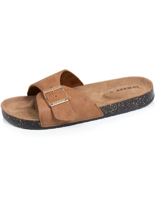 Ciabatte con cinturino singolo in cammello, sottopiede in patch ultra confortevole  Isotoner - Kiabi