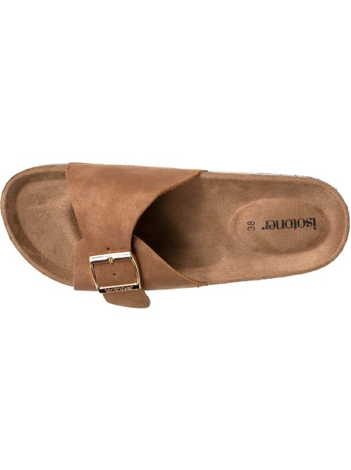 Ciabatte con cinturino singolo in cammello, sottopiede in patch ultra confortevole  Isotoner - Kiabi