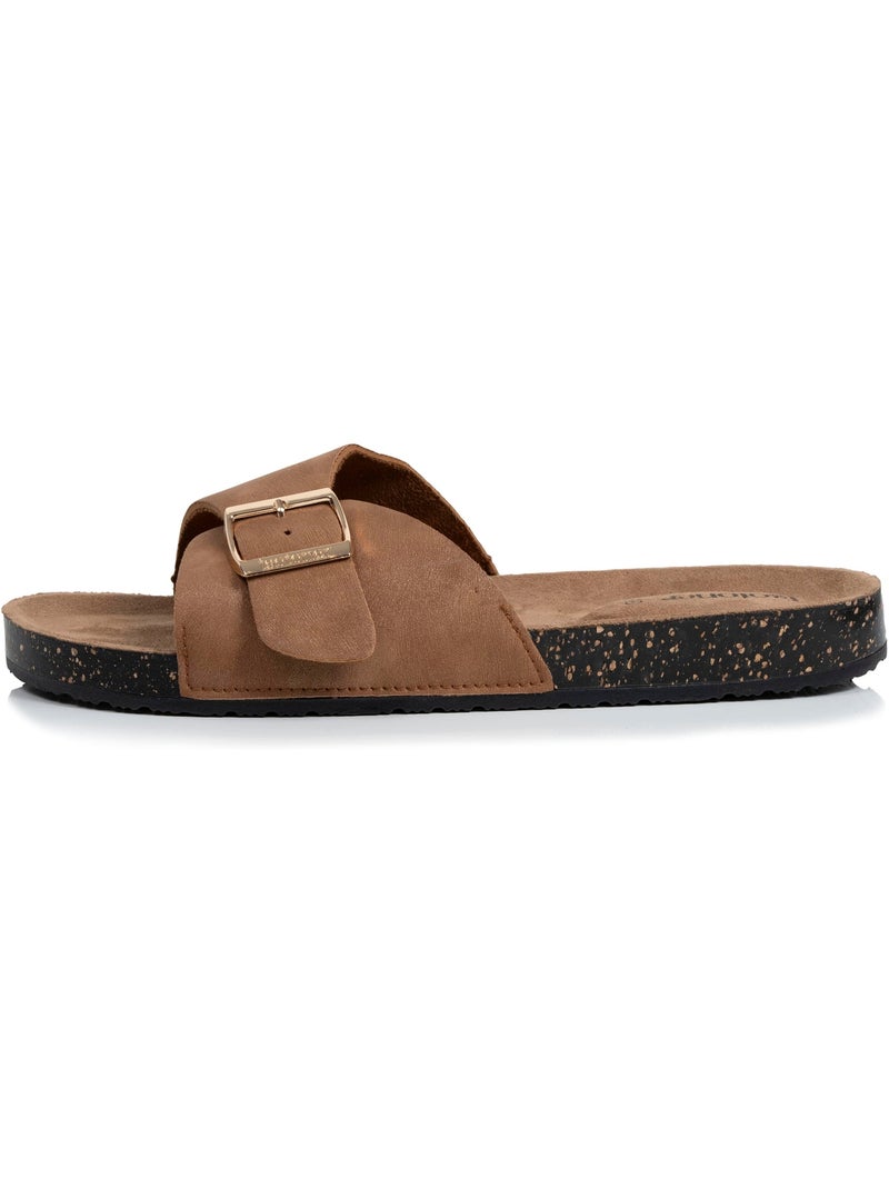 Ciabatte con cinturino singolo in cammello, sottopiede in patch ultra confortevole  Isotoner Cammello - Kiabi